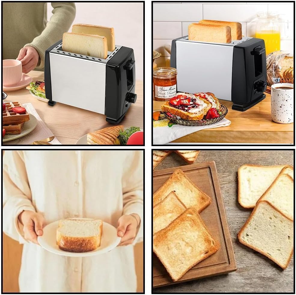 Tostador para Pan de 2 Rebanadas de Acero Inoxidable - Tostador Compacto con Tecnología de Tostado Avanzada, 6 Niveles de Tostado, Ranuras Extra Largas y Anchas, 650W (Plata)