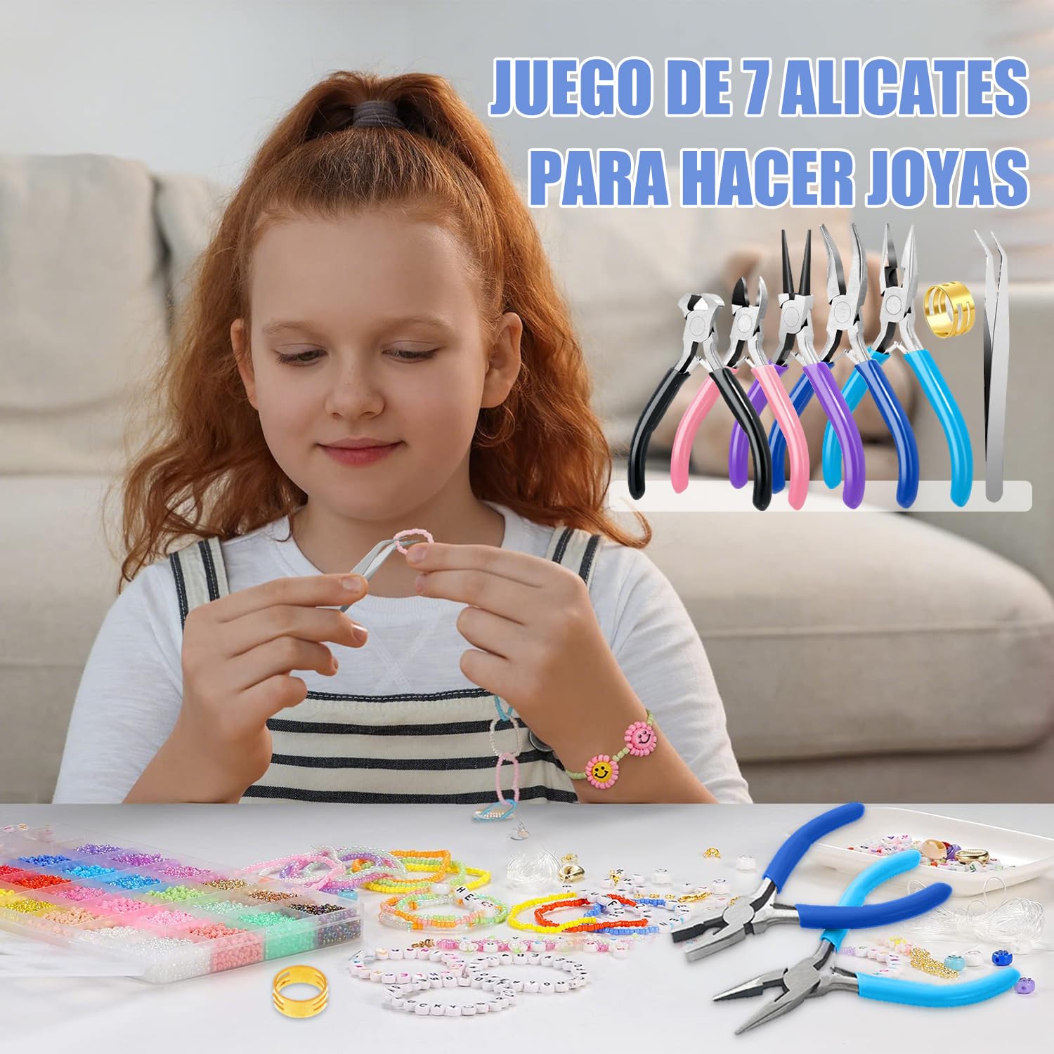 Juego de 7 Alicates para Joyas, Alicates de Joyería, Pinzas para Bisuteria y Joyeria Herramientas, Kit de Fabricación de Joyas para Suministros de Fabricación de Joyas