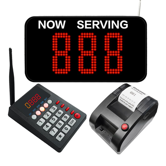 Sistema de Gestión de Colas Inalámbrico Take A Number System con Impresora Térmica para Clínica, Restaurante, Hospital
