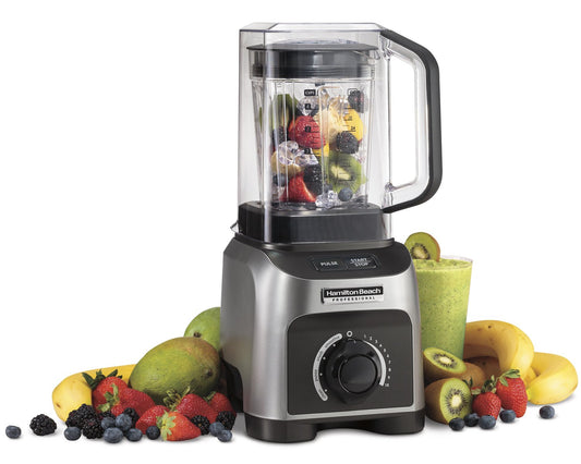 Hamilton Beach Licuadora profesional de 1500 W, silenciosa con jarra de 32 oz sin BPA y 4 programas, plateado (58870)