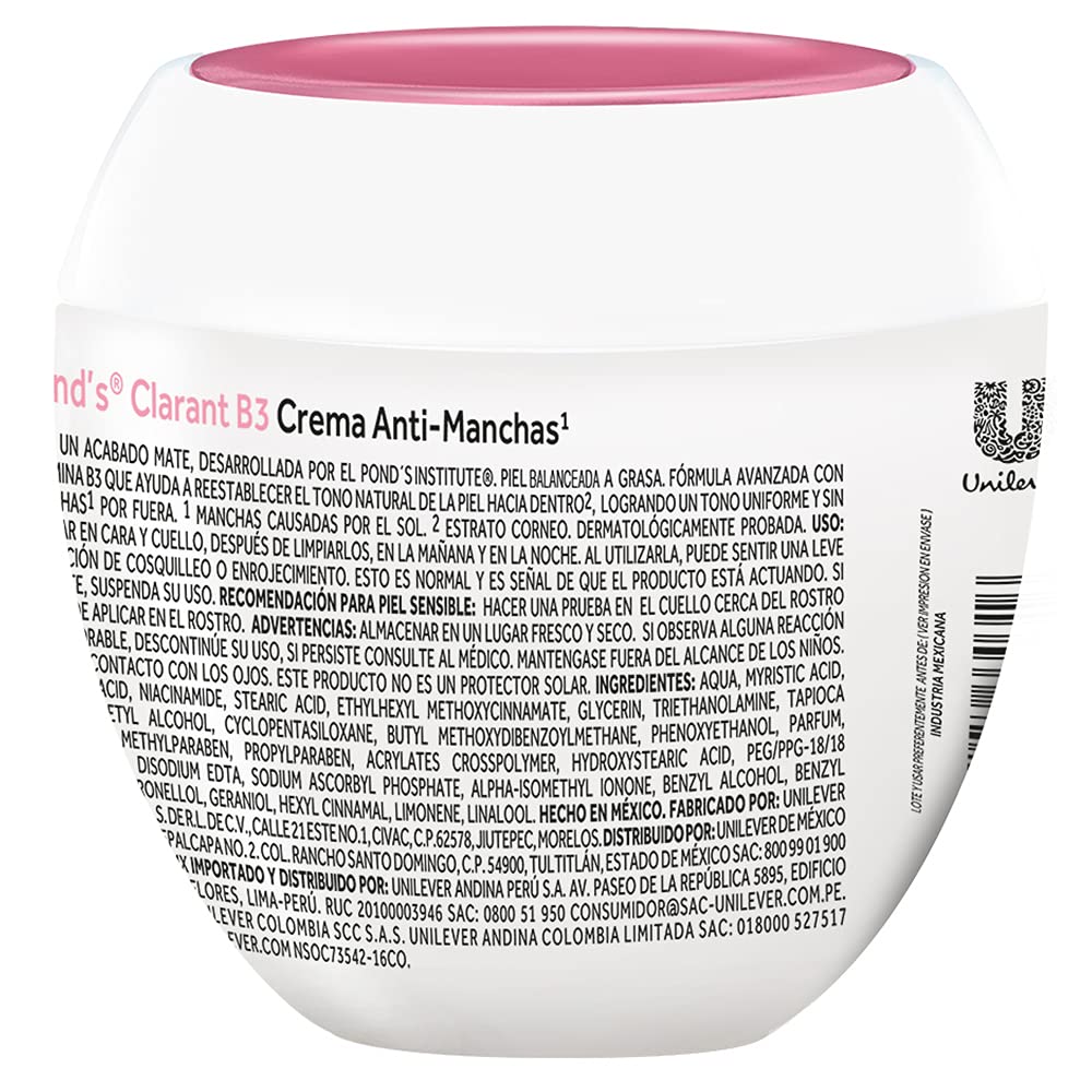 Pond's Crema Facial Clarant B3 con Factor de Protección Solar 30, 200 g + Crema Facial Anti-manchas Clarant B3 Piel Balanceada a Grasa 200 g