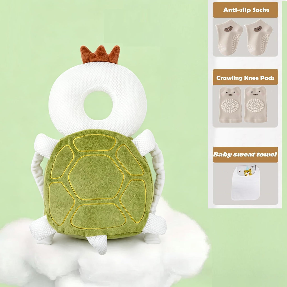 Mochila protectora para la cabeza del bebé, mochila de protección para la cabeza del bebé con rodilleras para bebé, función de alarma para caminar y gatear, suave, transpirable y de seguridad para el