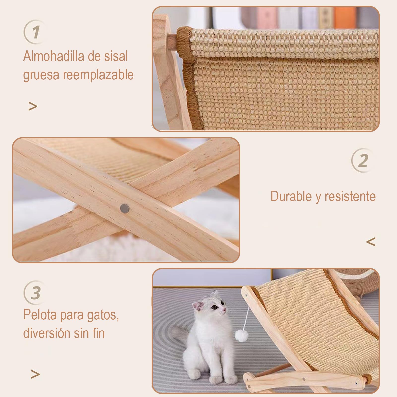 Mecedora MNJKJHL sisal con Rascador y Pelota para Gato