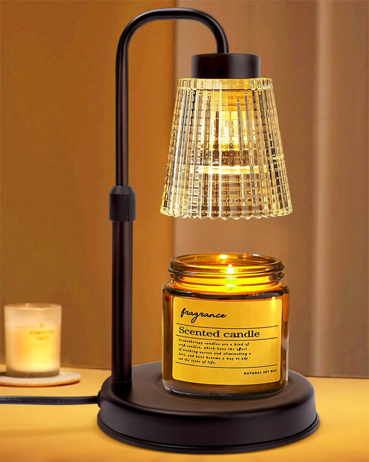 Lámpara para Velas Aromáticas con Temporizador y Regulación de Brillo, Altura Ajustable, Regalo para Nuevo Hogar, Decoración de Habitación, Lámpara Calentadora de Velas con 2 Bombillas