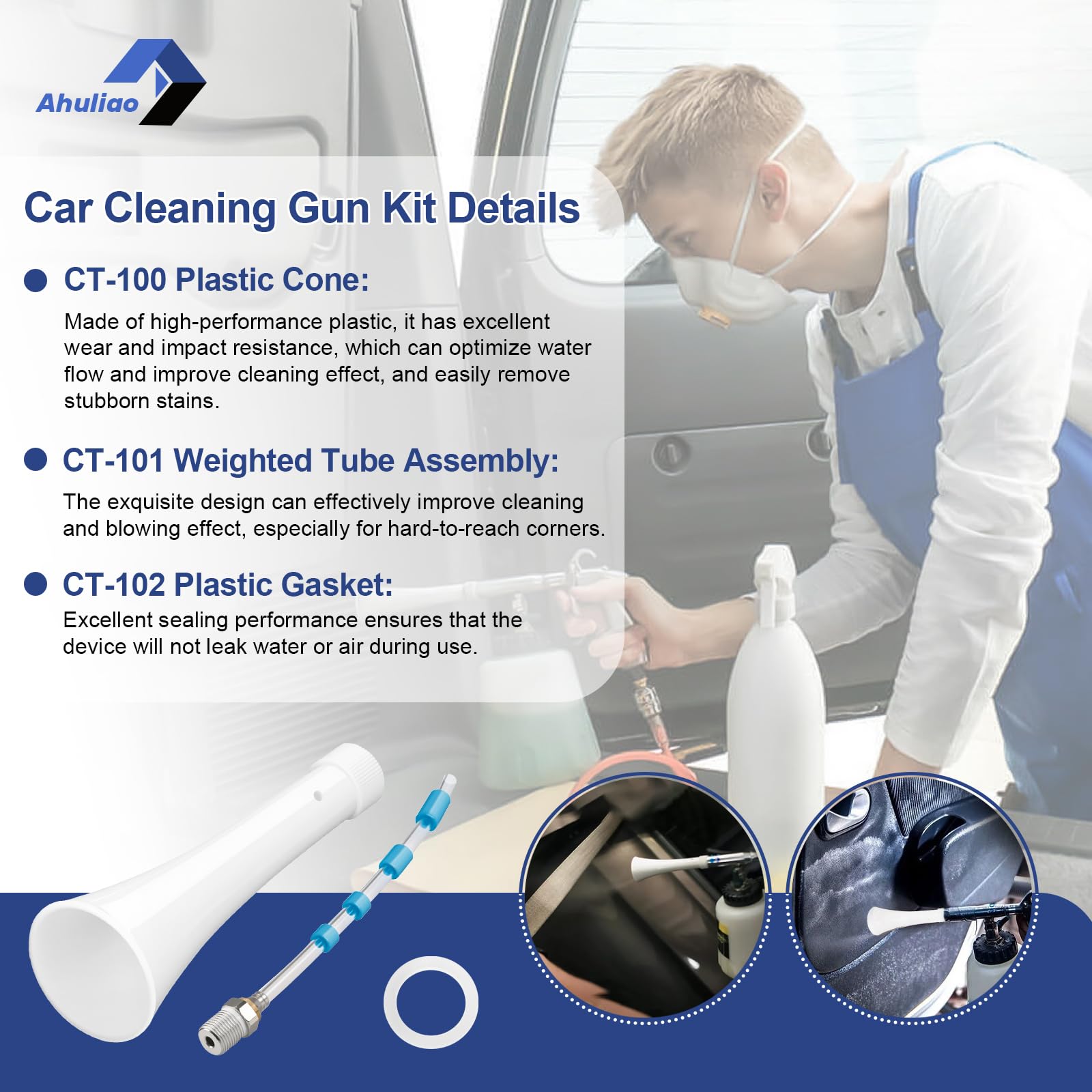 Kit de Pistola de Limpieza Ahuliao para Coche Tornador Z-010 y Herramienta de Soplado de Aire Z-014