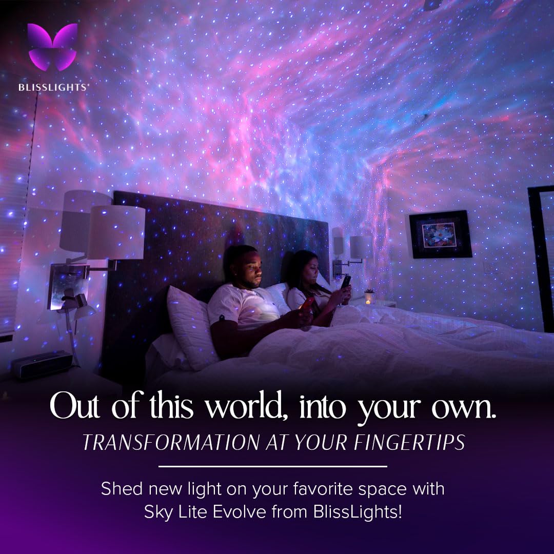 BlissLights Sky Lite Evolve - Proyector de estrellas, galaxias y nebulosa, LED, WiFi App (estrellas azules)