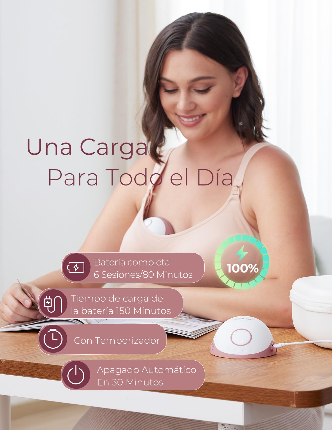 Momcozy Extractor de Leche Electrico M6, 2 Piezas, Rojo Acogedor