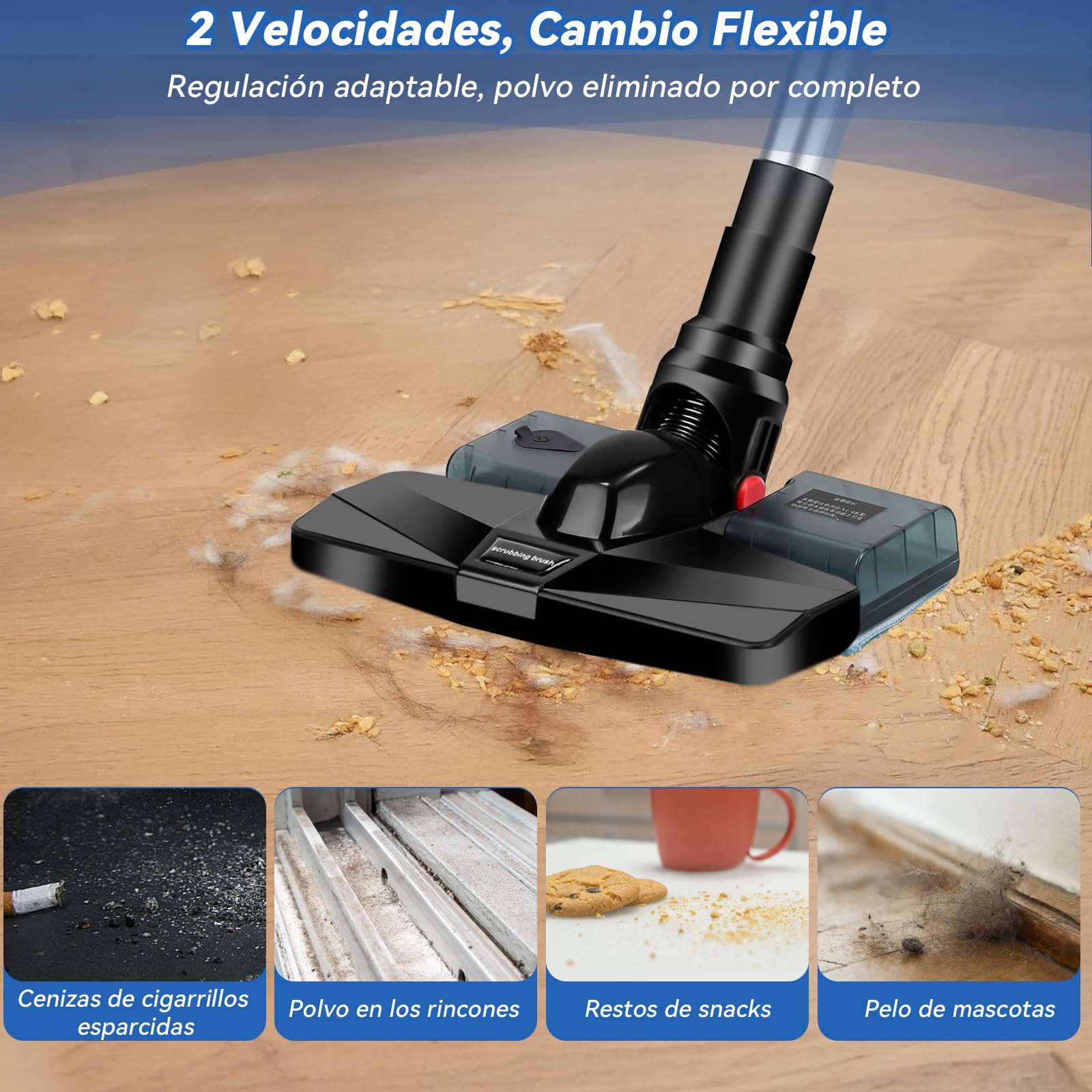 Aspiradora Inalámbrica,15000Pa Aspiradora Vertical 5 en 1 con Depósito de Agua,Filtro HEPA,Aspiradora de Mano con Luz LED,Batería de 3*2000 mAh,Apta para Todo Tipo de Suelos,Pelos de Mascotas,Sofá