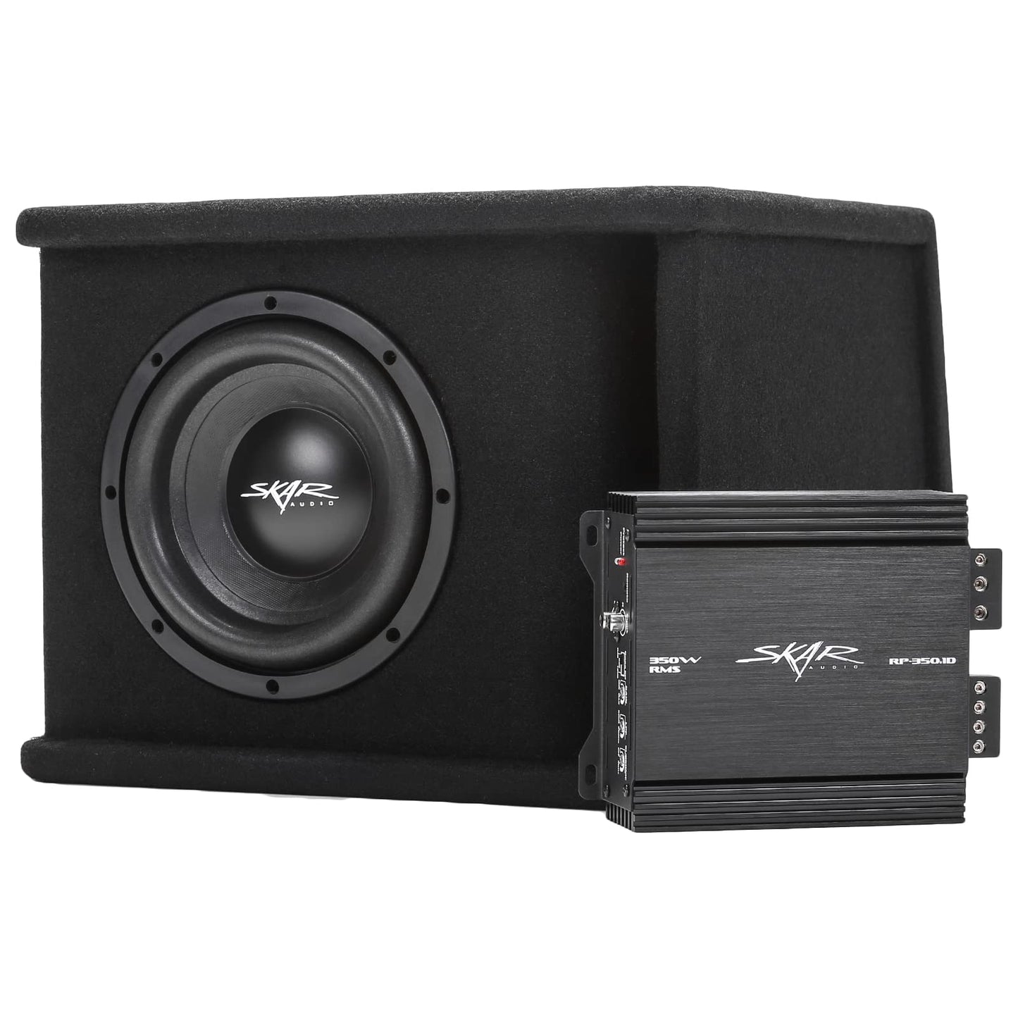 Skar Audio Single 8" Completo 700 W Serie SDR Subwoofer Paquete de graves – Incluye caja cargada con amplificador