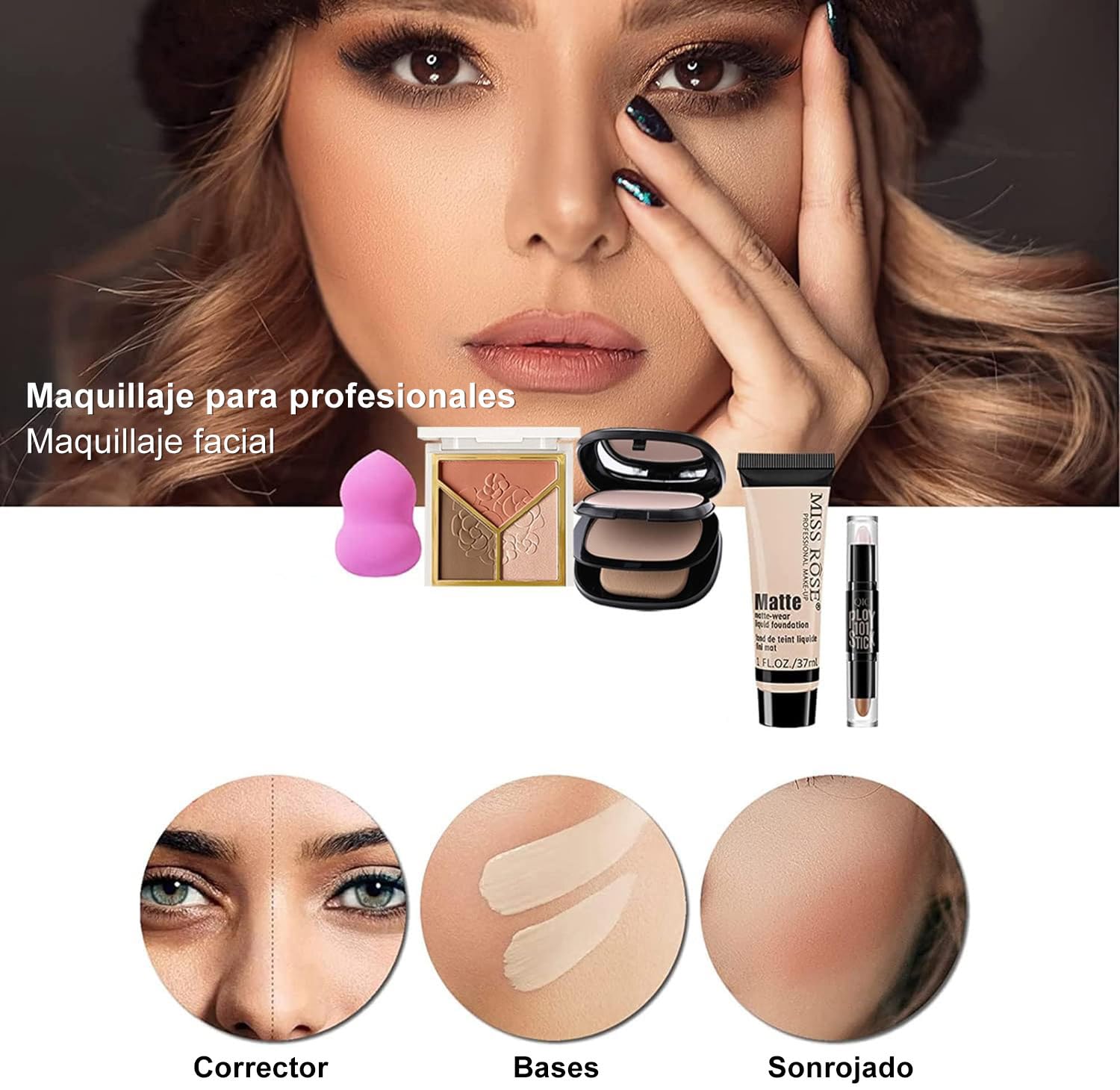 Kit de Maquillaje MISS ROSE Todo en Uno | Cosméticos para Mujer