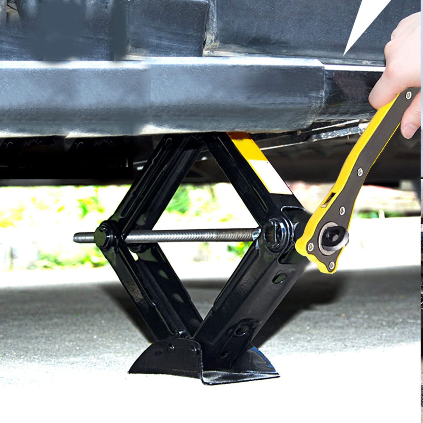 JOIKIT 2 Paquetes de 1,5 toneladas/1499,6 kg de Capacidad, Gato de Coche con 2 Asas de carraca, Elevador de Tijera de Coche para vagón, Furgoneta, SUV, camión, Altura máxima de 15 Pulgadas