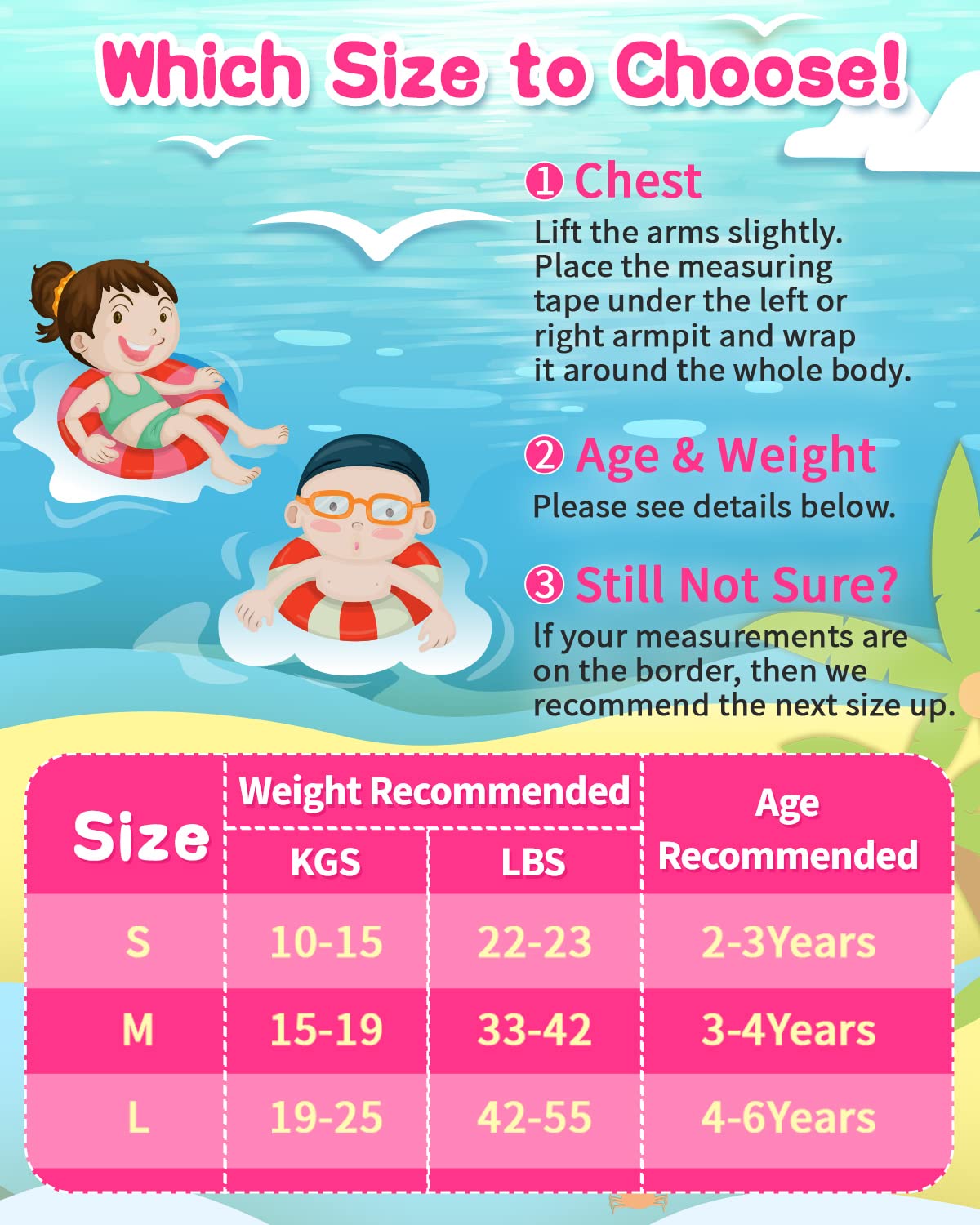 Chaleco de natación de neopreno para niños y niñas (C, 3-4 años)