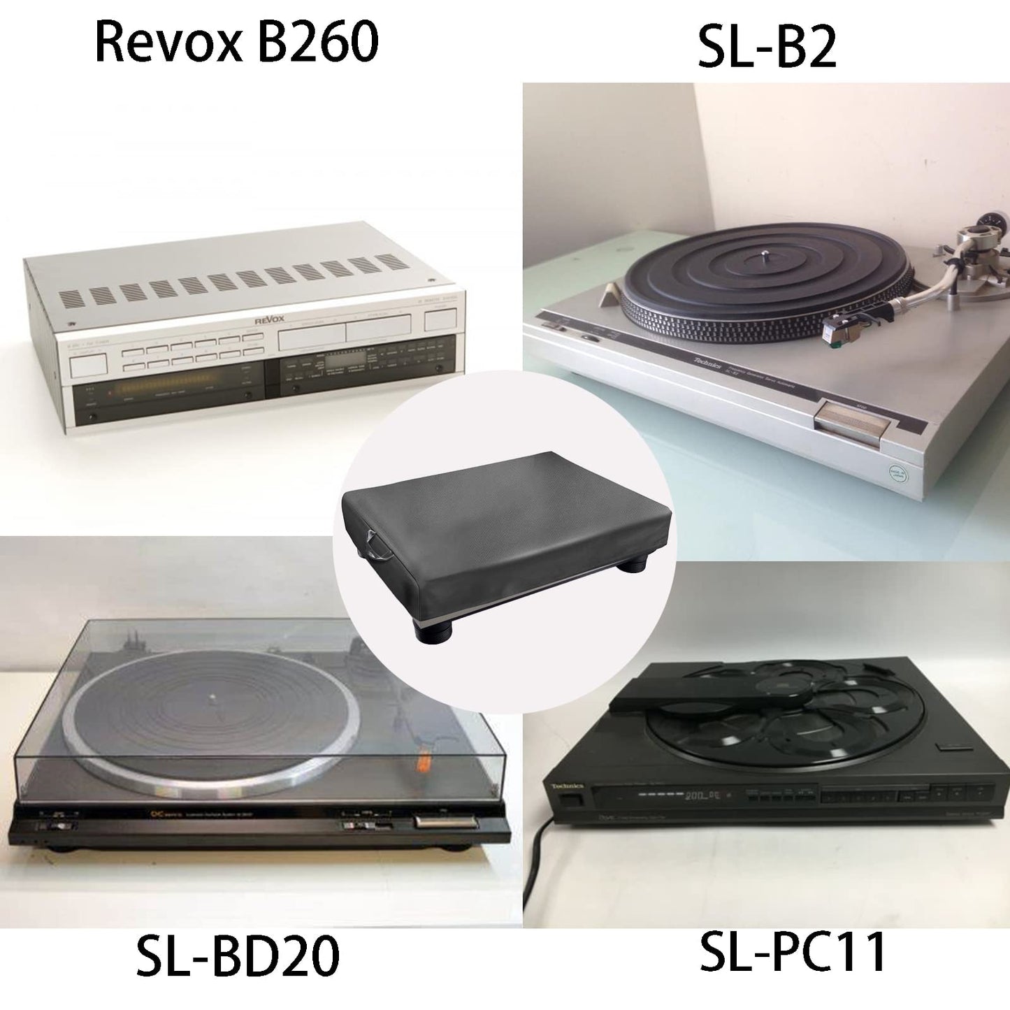 Cubierta protectora para tocadiscos, cubierta para tocadiscos, adecuada para la mayoría de los modelos de tocadiscos SL-Q300/SL-B250 /SL-B260 /SL-BD20 /SL-BD27 /SL-BD35 /SLD-20 /SL-PC11 (Gris)