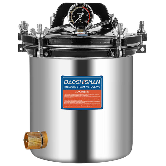 BAOSHISHAN Autoclave de vapor de 18 litros, 19 cuartos de galón de acero inoxidable, autoclave de presión portátil, 1 kW 110 V