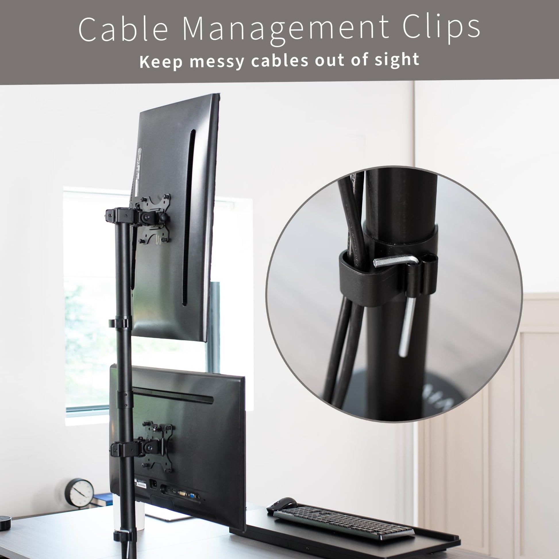 Soporte de Computadora VIVO Negro Ajustable Extra Alto para Monitor Vertical 34 Pulgadas
