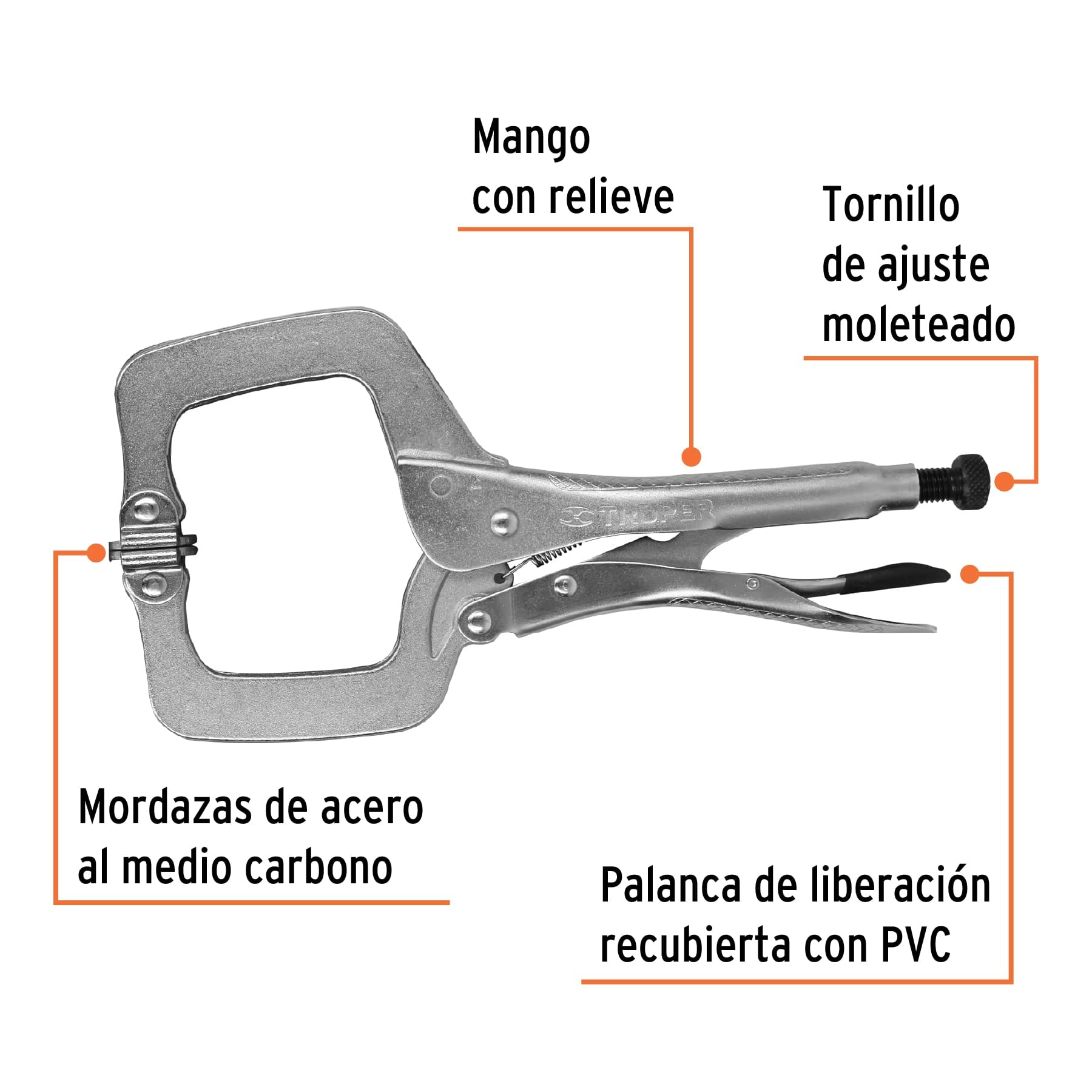 Pinza de Presión Truper Rojo tipo C 11" con Mordaza Autoajustable