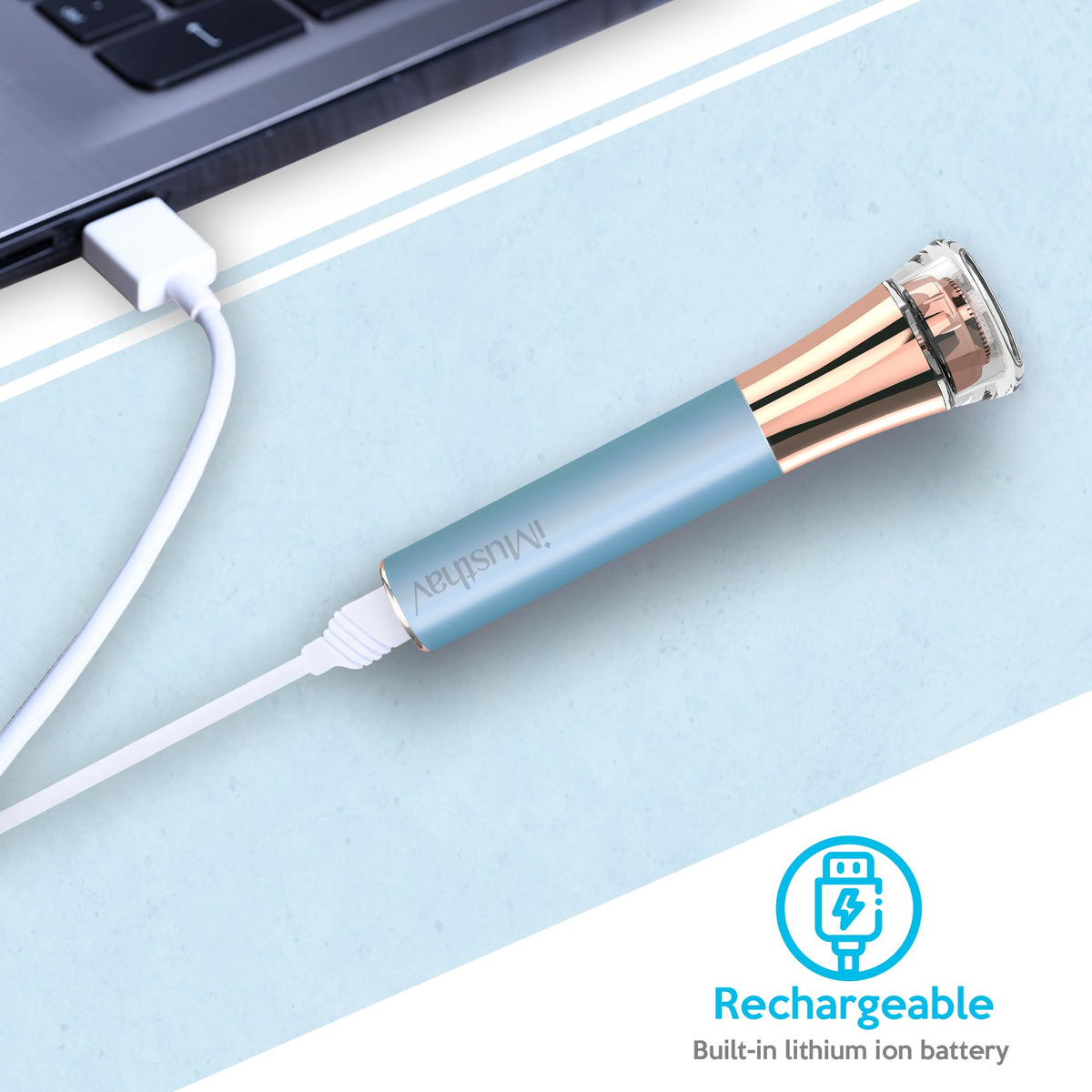 Depiladora facial profesional, rápida, precisa, indolora, de labios y barbilla, para mujeres, recargable por USB, chapada en oro de 18 quilates, cabeza flotante de doble anillo de 13 mm, luz LED de