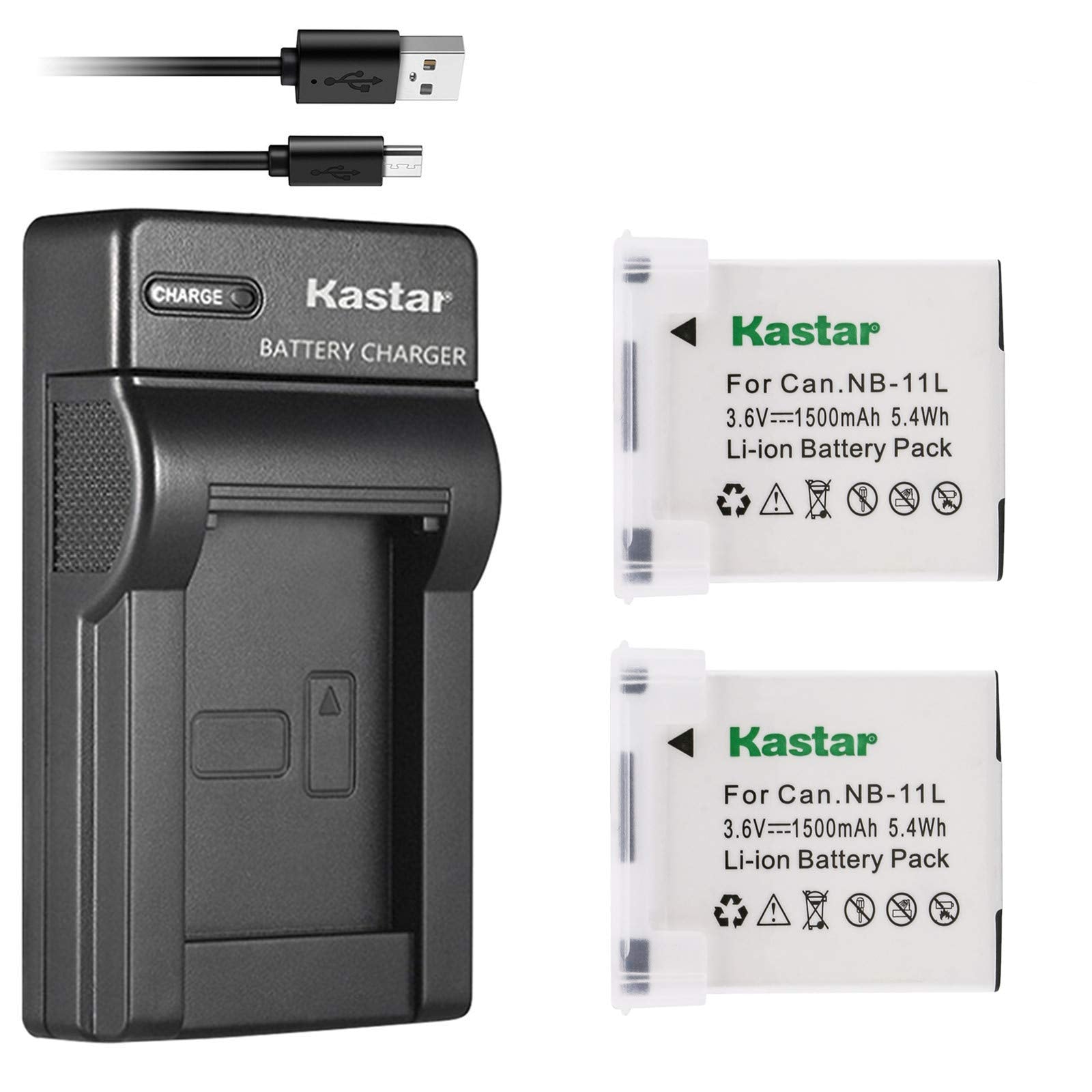 Batería con Cargador USB Slim Kastar para Canon NB-11L y PowerShot SX410 IS Negro