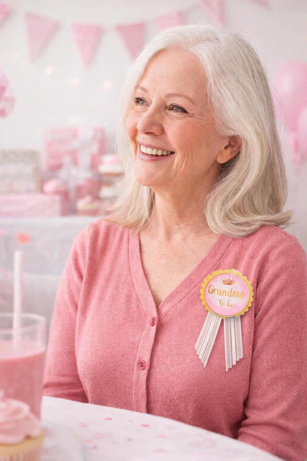 Grandma to be Pin Princess Baby Shower Pin - Rosa y dorado, It's a Girl, Baby Sprinkle, Una talla, Cartulina cartulina cinta de satén
