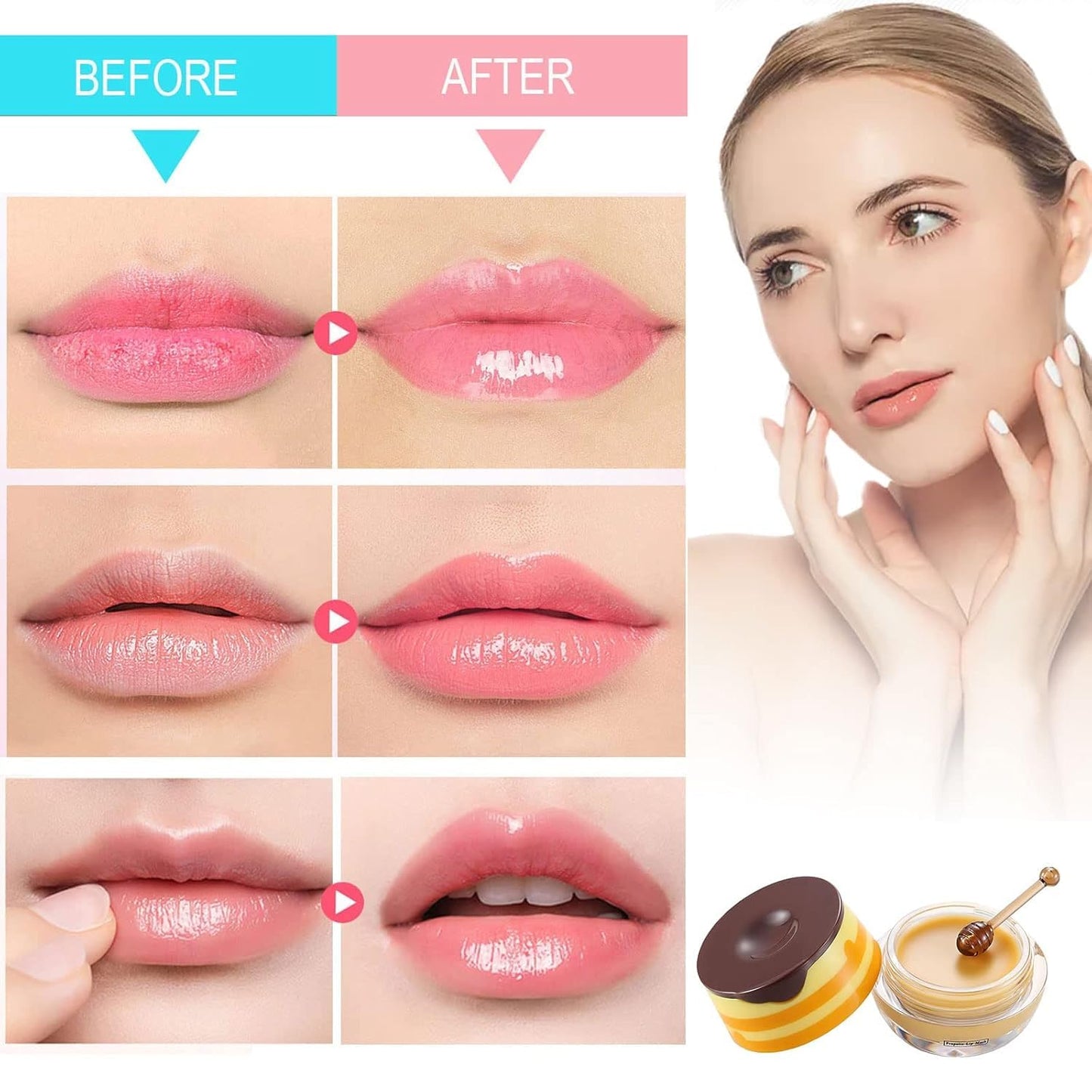Bálsamo Labial de Miel de Abeja,Bálsamo Labial Hidratante con Propóleo,Bálsamo Labial Hidratante de Miel con Propóleo,Hidratación y Prevención de Labios Secos y Agrietados (Honey Pot)
