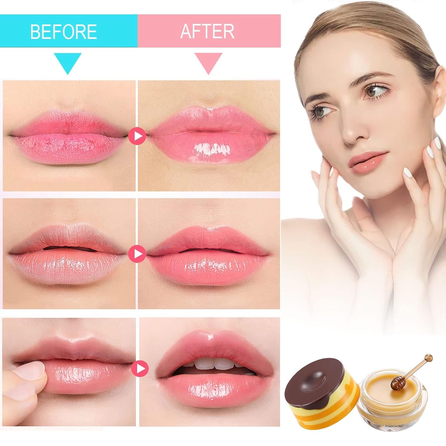 Bálsamo Labial de Miel de Abeja,Bálsamo Labial Hidratante con Propóleo,Bálsamo Labial Hidratante de Miel con Propóleo,Hidratación y Prevención de Labios Secos y Agrietados (Honey Pot)