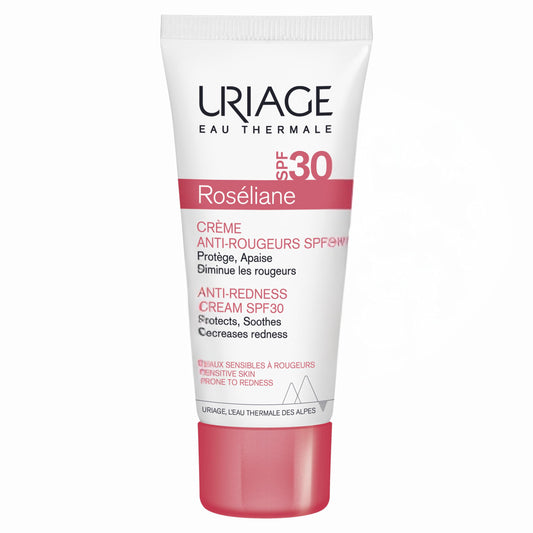 Uriage Roseliane Crema Facial Anti-Rojeces SPF30 Hidratante, con Extracto de Ginseng y Algas - Cubre el Enrojecimiento, Proporciona una Acción Calmante de Larga Duración. Aroma Floral y Afrutado - Para Pieles Sensibles - No Comedogénico