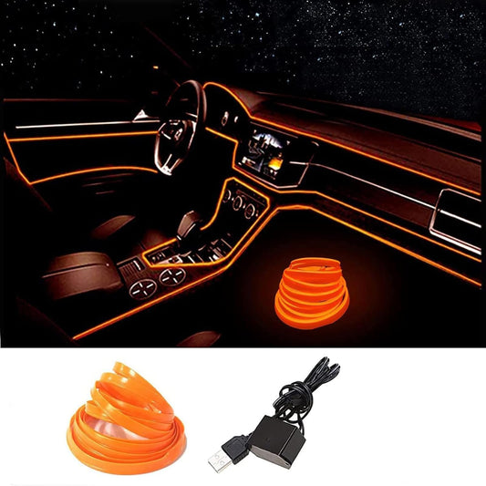 Tira de Luces LED para Coche Iluminación Interior Naranja con Modo de Música