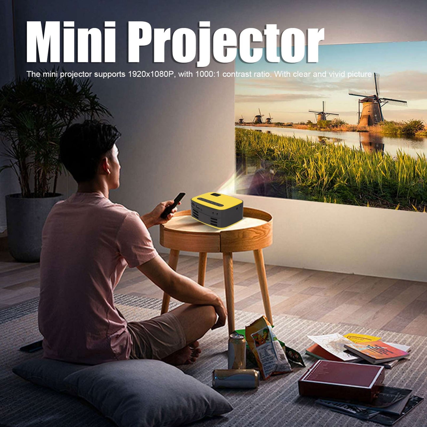 Dpofirs Mini para de Niños, de Vídeo Portátil para Exteriores de 1080P, de Película para Teléfono Inteligente, Tamaño de Proyección de 16-110 Pulgadas(#2)