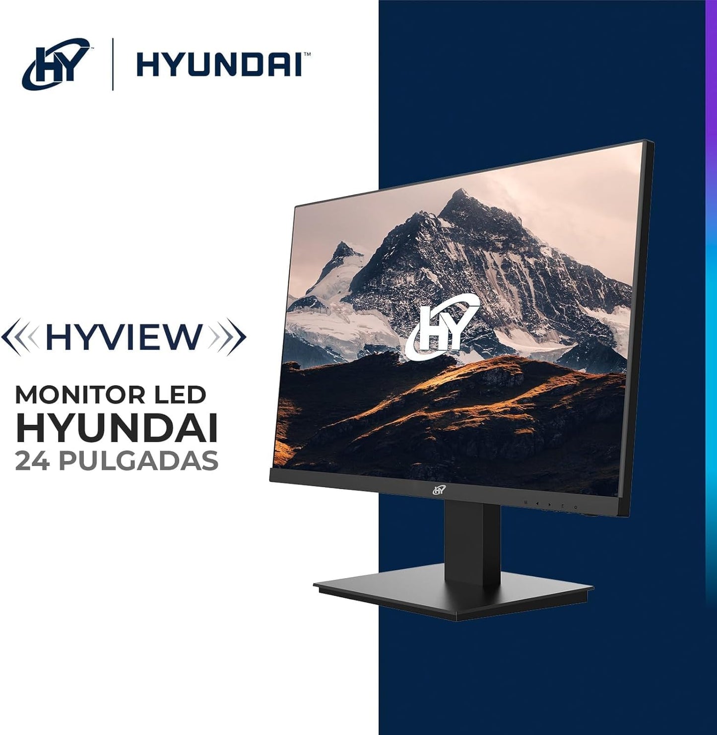 HYUNDAI Monitor de 24 Pulgadas Full HD 1920x1080 Panel IPS 100Hz 5ms GTG Colores Precisos Diseño Moderno para Trabajo Estudio Gaming y Entretenimiento Profesional
