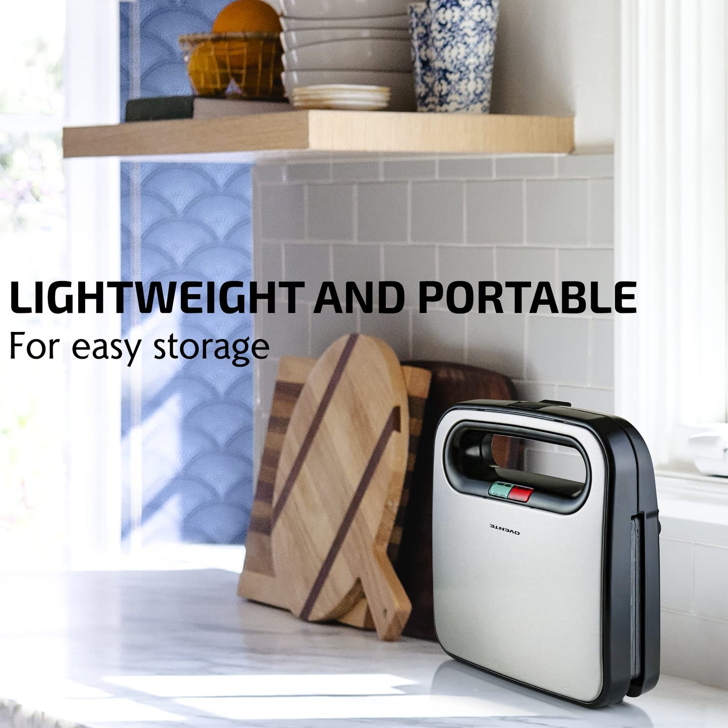 Sandwichera Eléctrica Ovente Negro Antiadherente 750W 2 Rebanadas