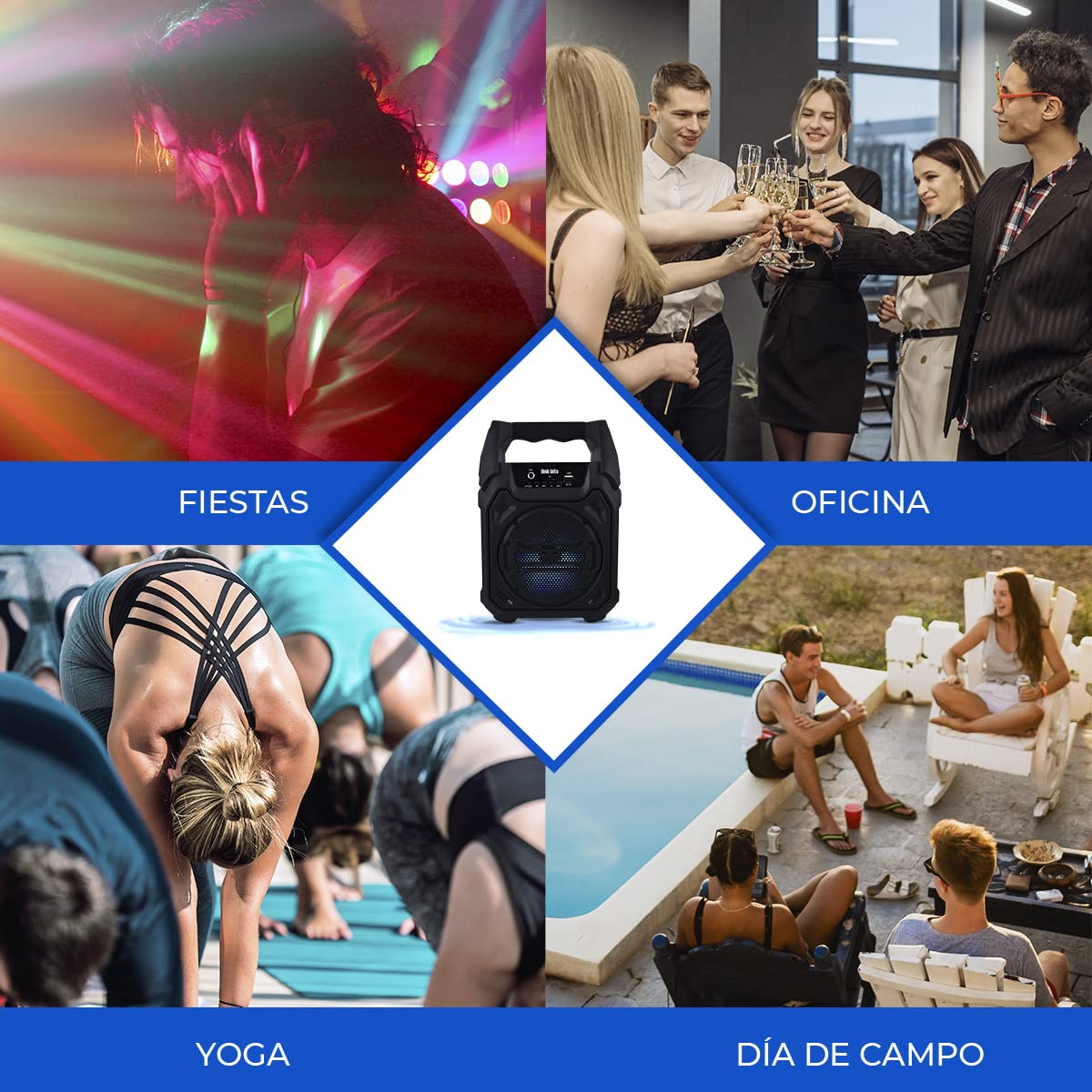 LINK BITS SA674T Bocina Bluetooth inalámbrica, TWS Bocinas Portátil,micrófono alámbrico y Sonido Estéreo,para iPhone Android.