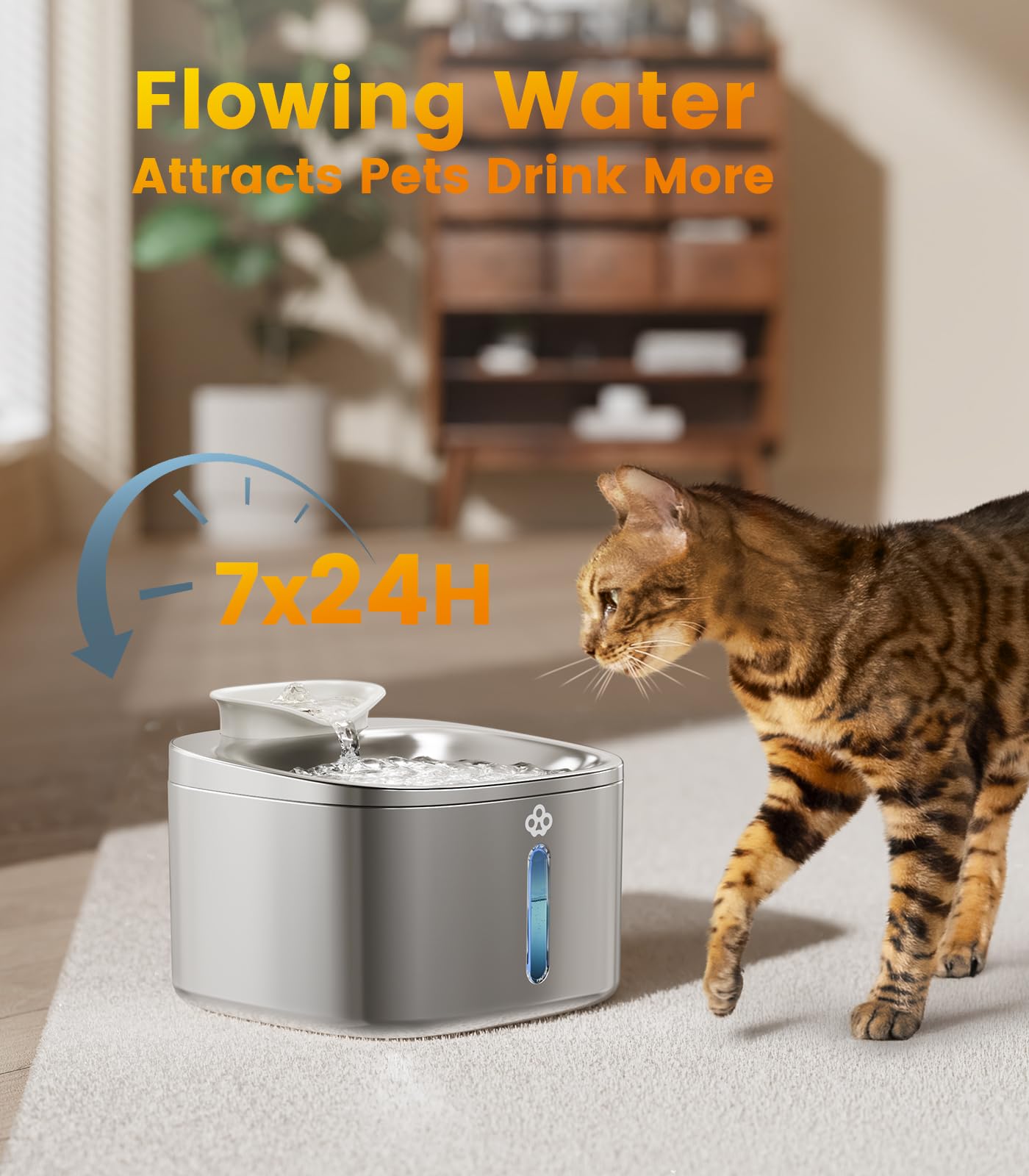 Fuente de Agua oneisall Acero Inoxidable Bomba Silenciosa para Gatos en Interiores