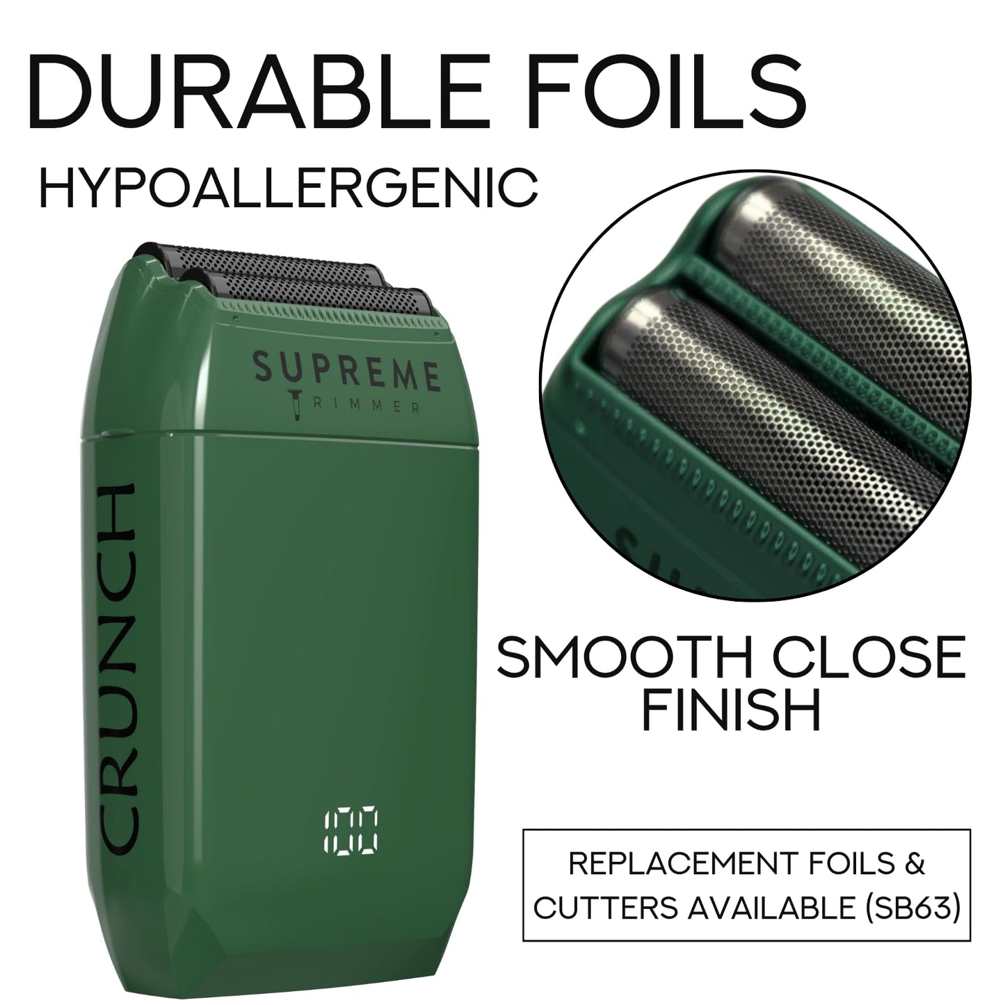 Supreme Trimmer Crunch STF602 - Afeitadora de doble lámina impermeable para hombres | 150 minutos de tiempo de funcionamiento, maquinilla de afeitar eléctrica sin cuerda y con cable, láminas