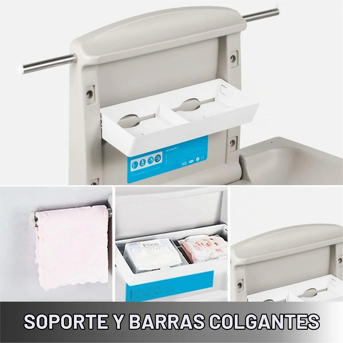 Cambiador De Pañales Para Bebe Plegable Horizontal Comercial