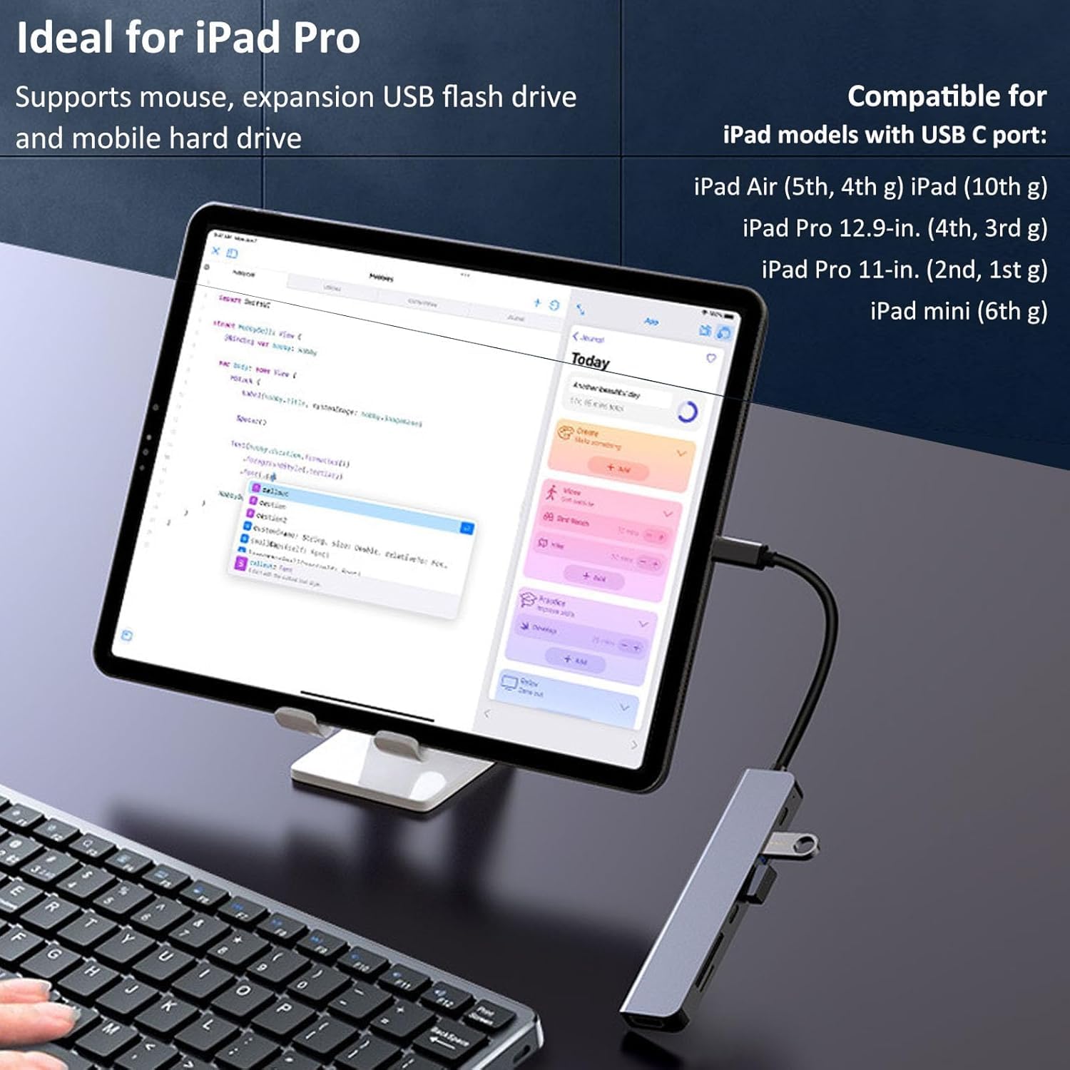 Hub USB C, 7 en 1 Adaptador Tipo C a HDMI 4K, USB 3.0, PD Carga 100W, Lector de Tarjetas SD TF, 5Gbps USB C Datos Puerto Compatible con MacBook Pro Air iPad DELL Switch Steam Deck etc.