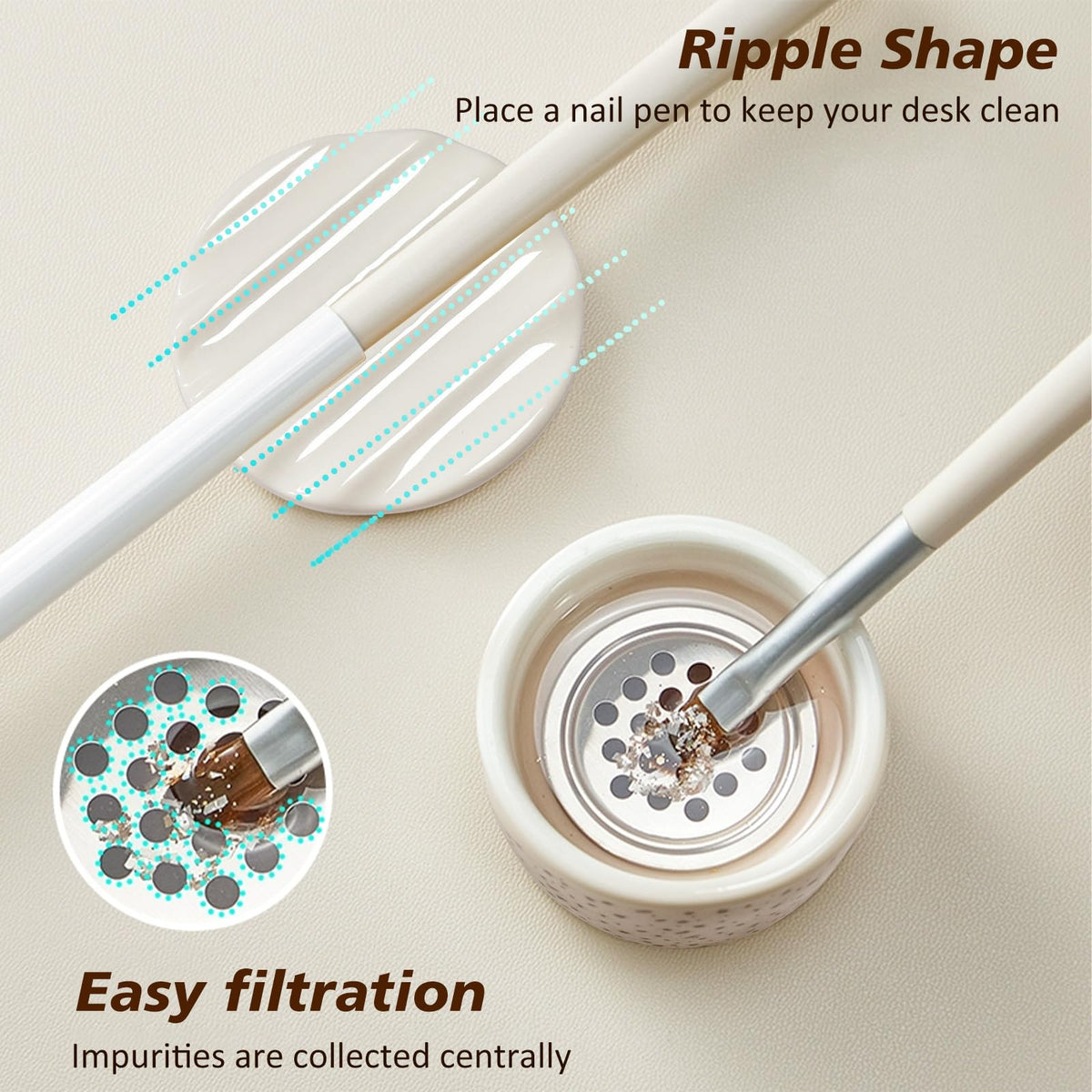 Cepillos de Uñas Acrílicos con Plato Monómero y Dappen Transparente portátil y Fácil de Limpiar