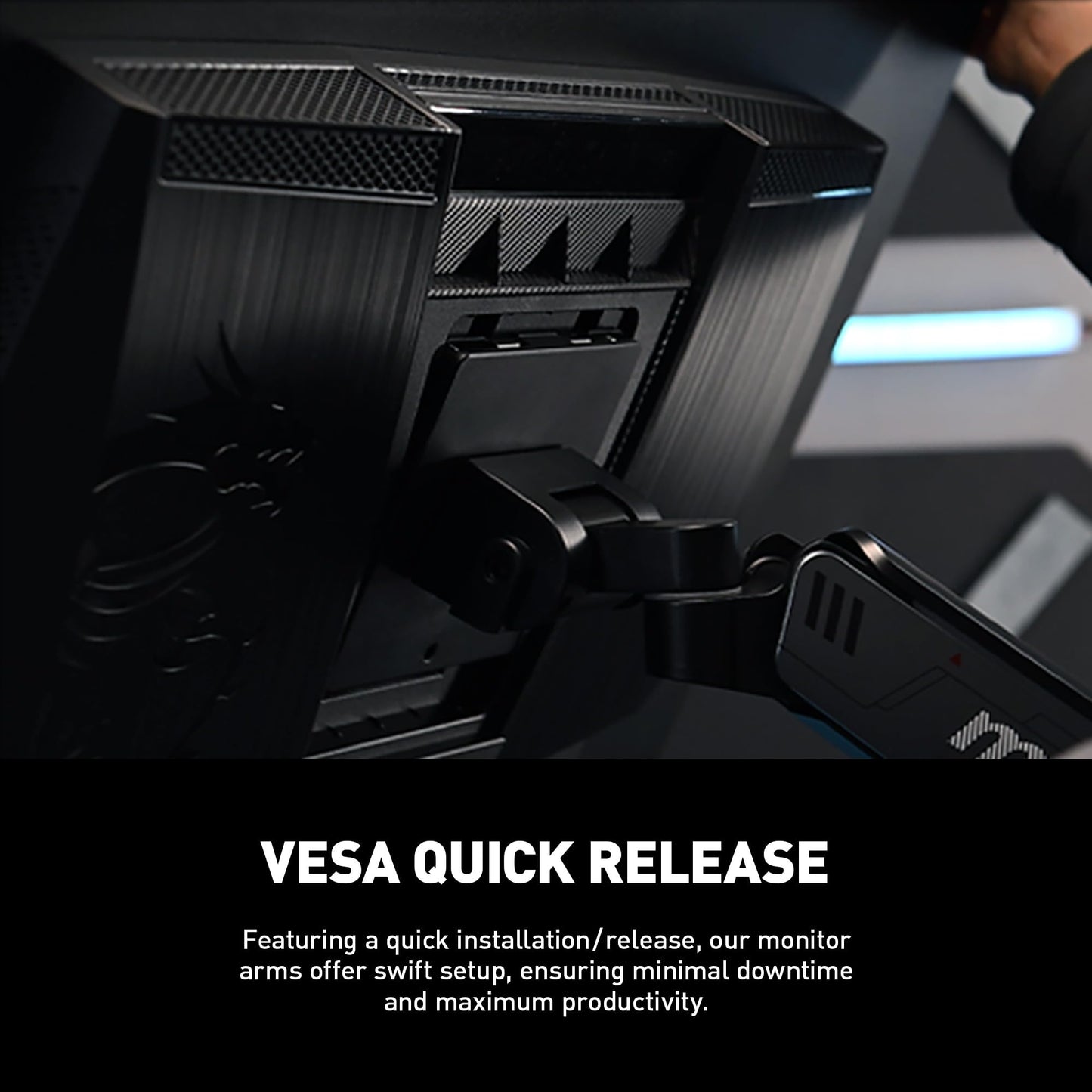 Brazo de Soporte para Monitor MSI MPG MT201R RGB Premium Negro Ajustable Compatible con VESA para Pantallas de 17 a 49 Pulgadas