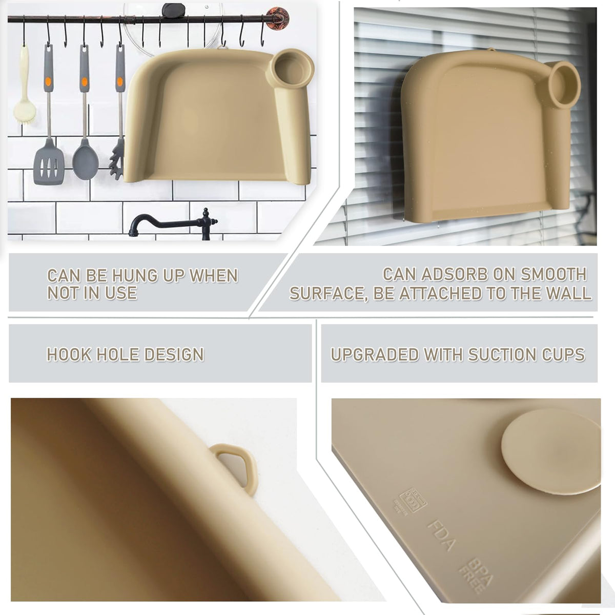Bandeja de comedor de silicona mejorada para bebé, compatible con silla de mesa rápida Inglesina y sillas altas con gancho, sin BPA y apta para lavaplatos, charola de alimentación extraíble