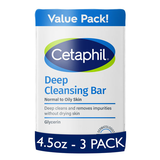Cetaphil - Barra facial y corporal de limpieza profunda para todos los tipos de piel, Paquete de 3