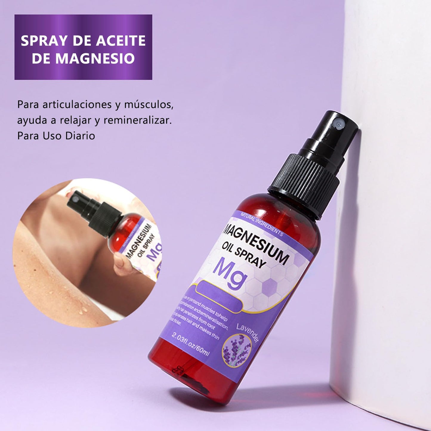 Magnesium oil spray body relax lavanda mejora del sueño alivio del dolor muscular magnesium oil body spray