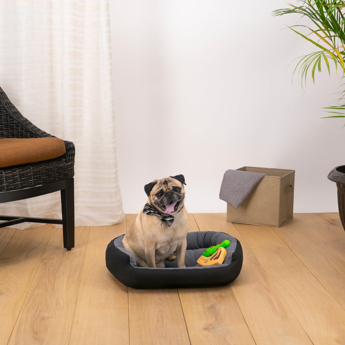 Cama para Perro Hills Negra Gris Resistente y Confortable con Relleno Suave, Small