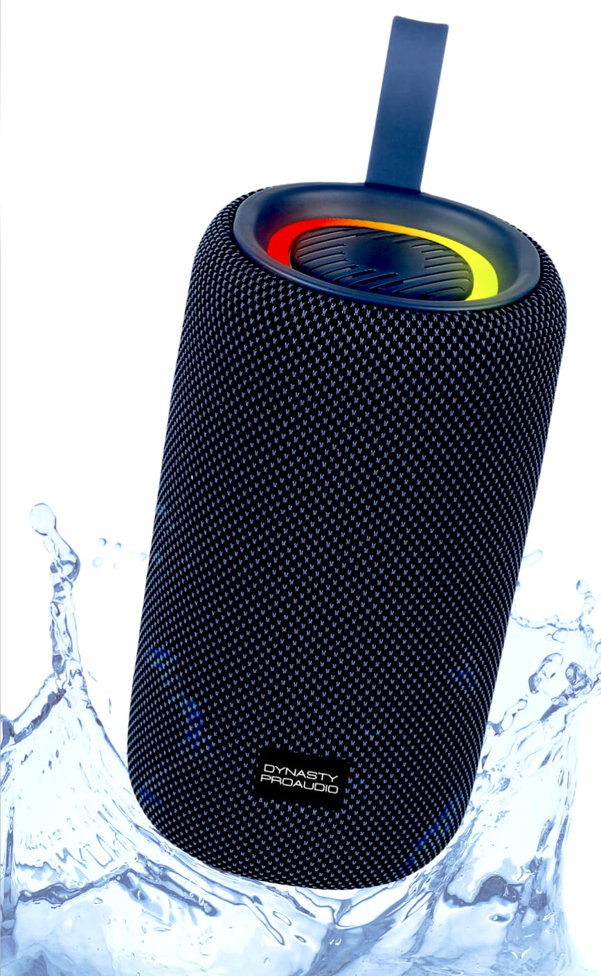 DYNASTY PROAUDIO SB-101 Bluetooth 5.3 IPX7 altavoz impermeable para exteriores con sonido estéreo de graves ultra fuertes de 25 W, luces RGB, emparejamiento de altavoces dobles TWS, compatible con