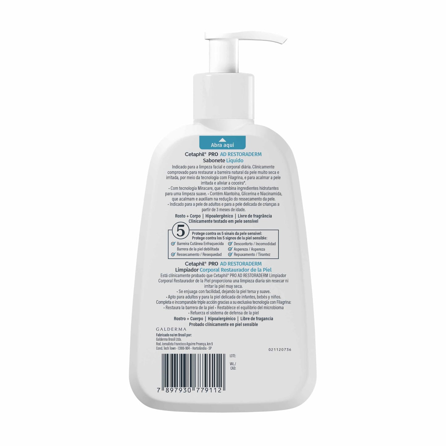 CETAPHIL® Pro AD Restoradeerm jabón corporal 236 ml, para Piel con Tendencia Atópica