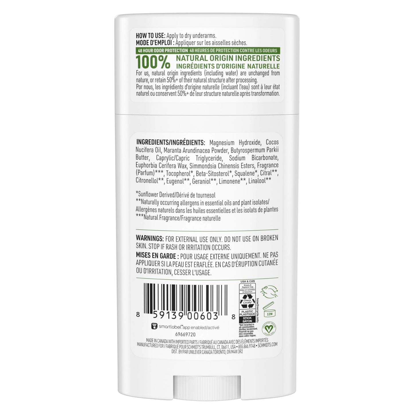Schmidt's Bergamot + Lime Natural Deodorant - 2.65oz