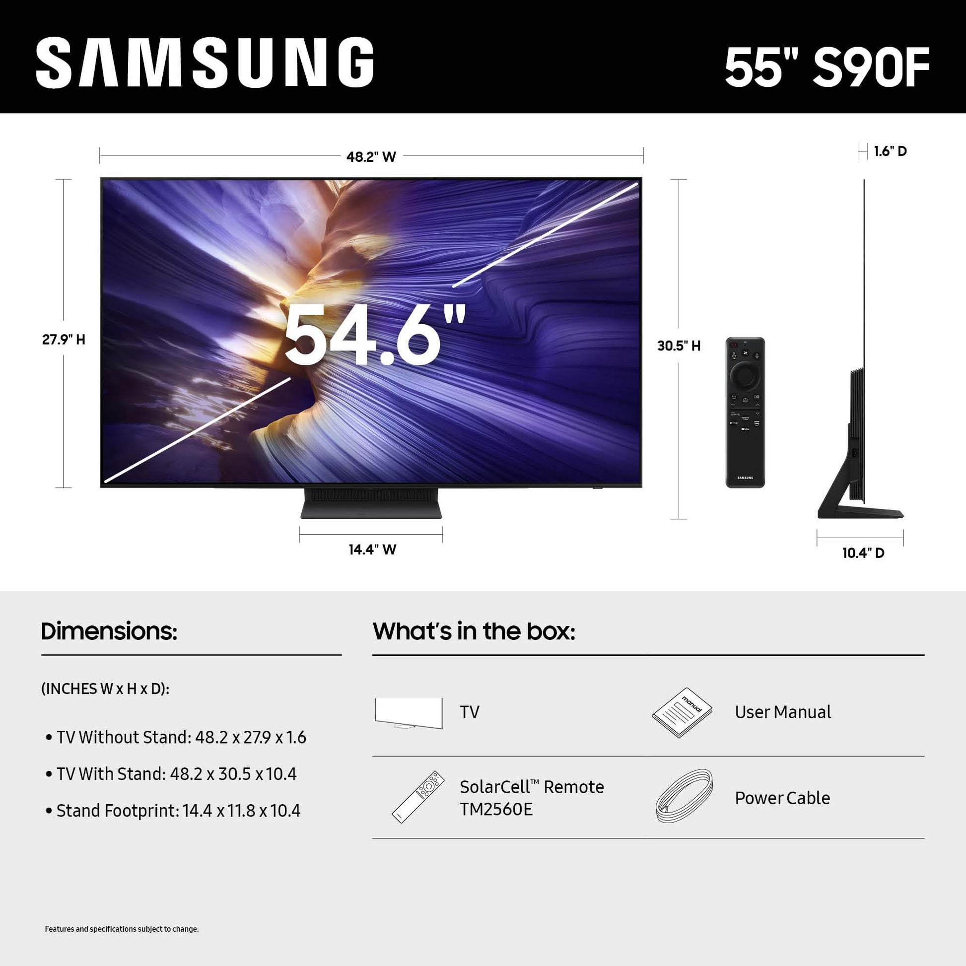 SAMSUNG S90F OLED 4K Smart TV de 55 Pulgadas, Color Negro Grafito