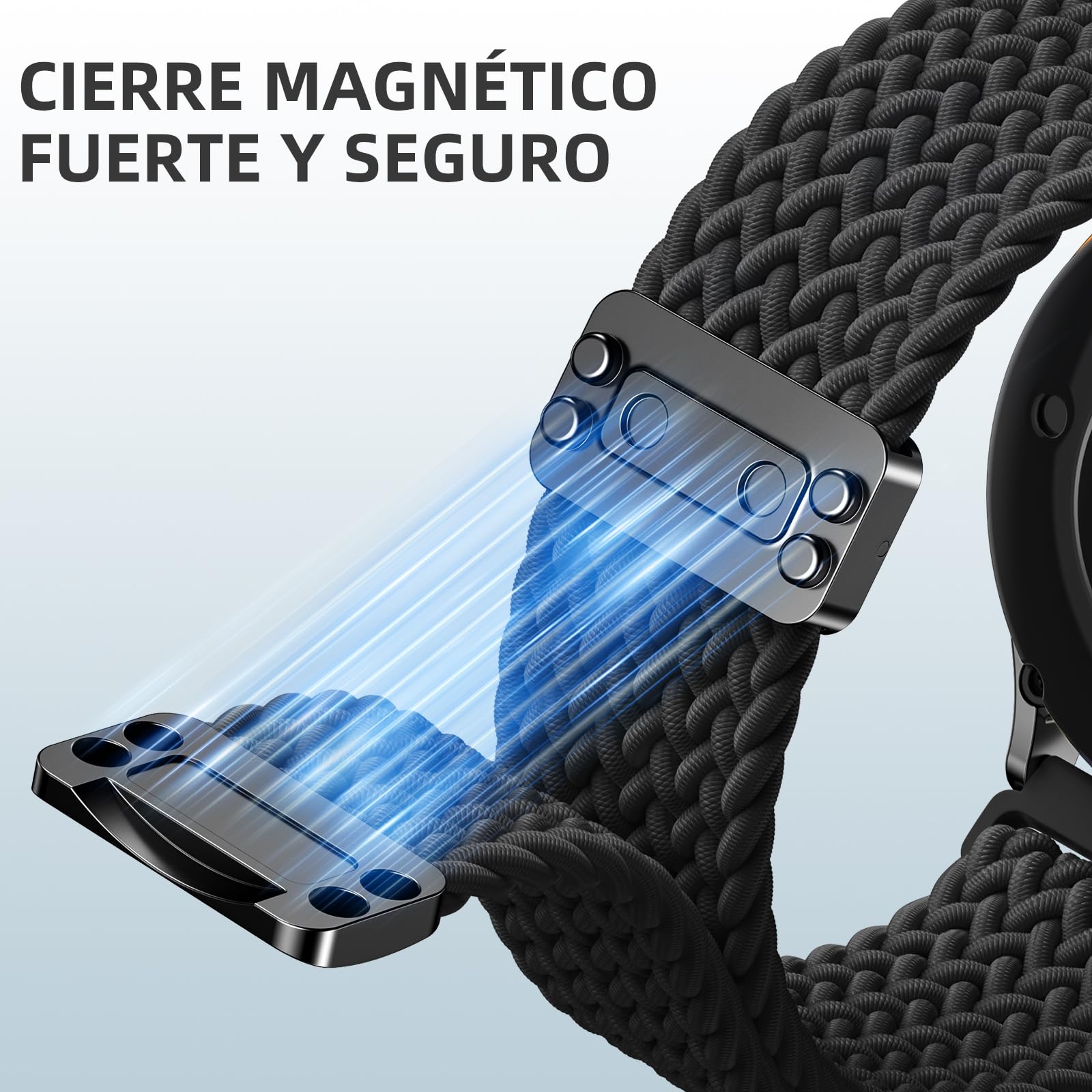 Correa Magnética Trenzada Vcegari negra Compatible con Samsung Galaxy Watch 7 6 5 4 y Active 2