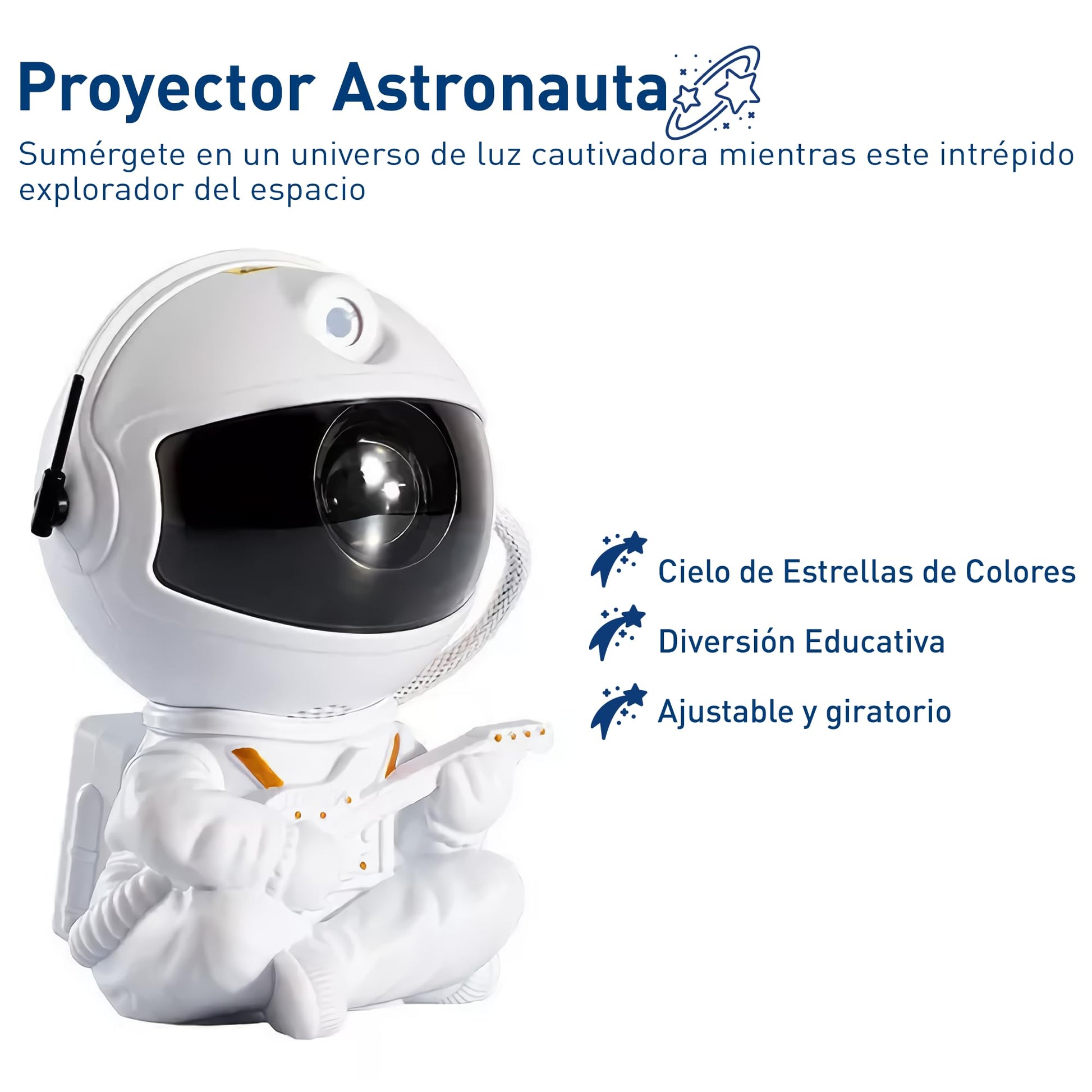 Bluelander Proyector Astronauta, Astronauta Proyector de Estrellas, Control Remoto, Luces Estrellas, Adecuado para Niños, Regalo Ideal, Ángulo Ajustable 360° (Blanco)