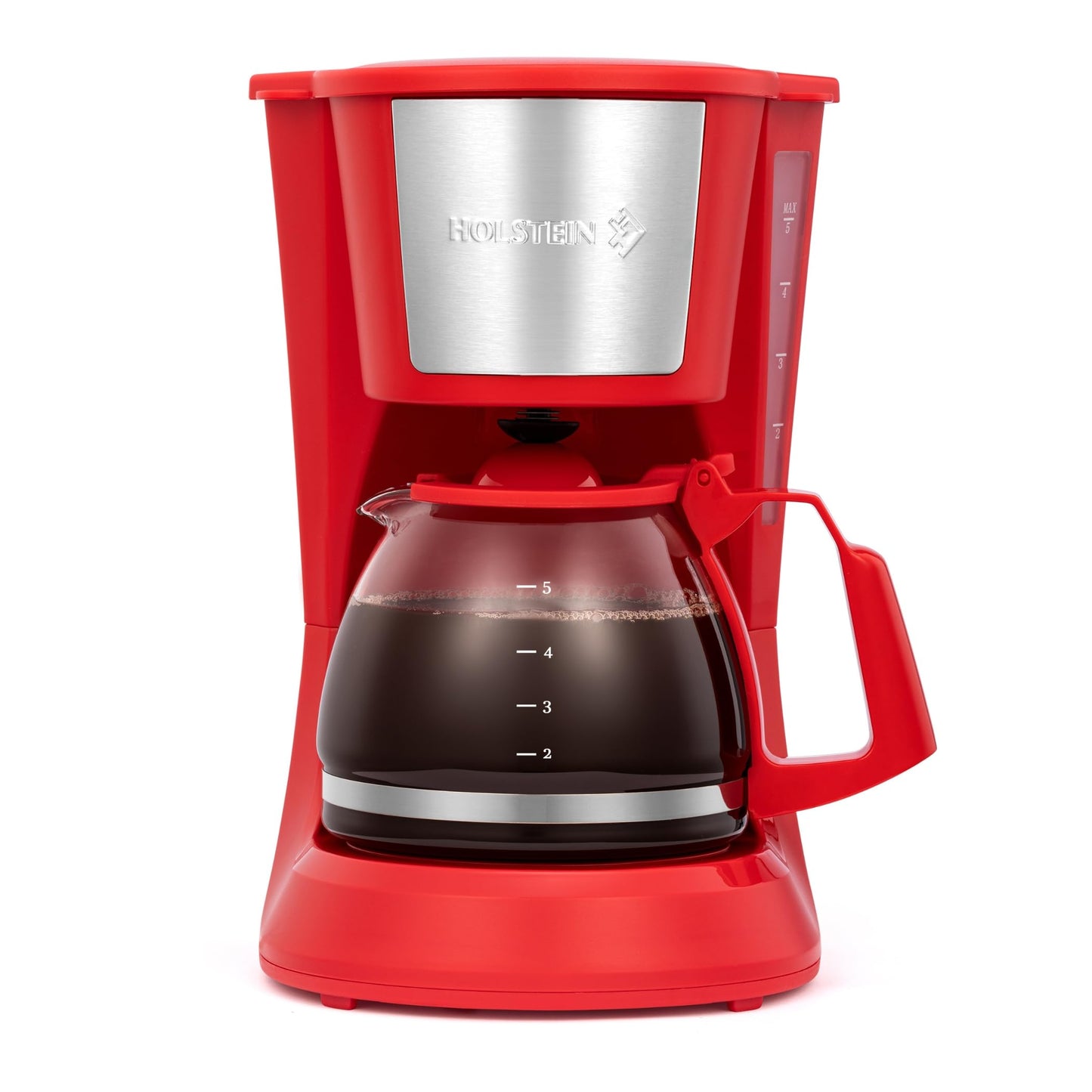 Cafetera de Goteo Holstein Housewares Roja con Filtro Permanente y Jarra de Vidrio para 5 Tazas