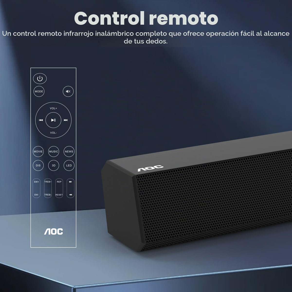 Barra de Sonido AOC ACS3410 Negro con Altavoz Bluetooth de 85 W para Cine en Casa