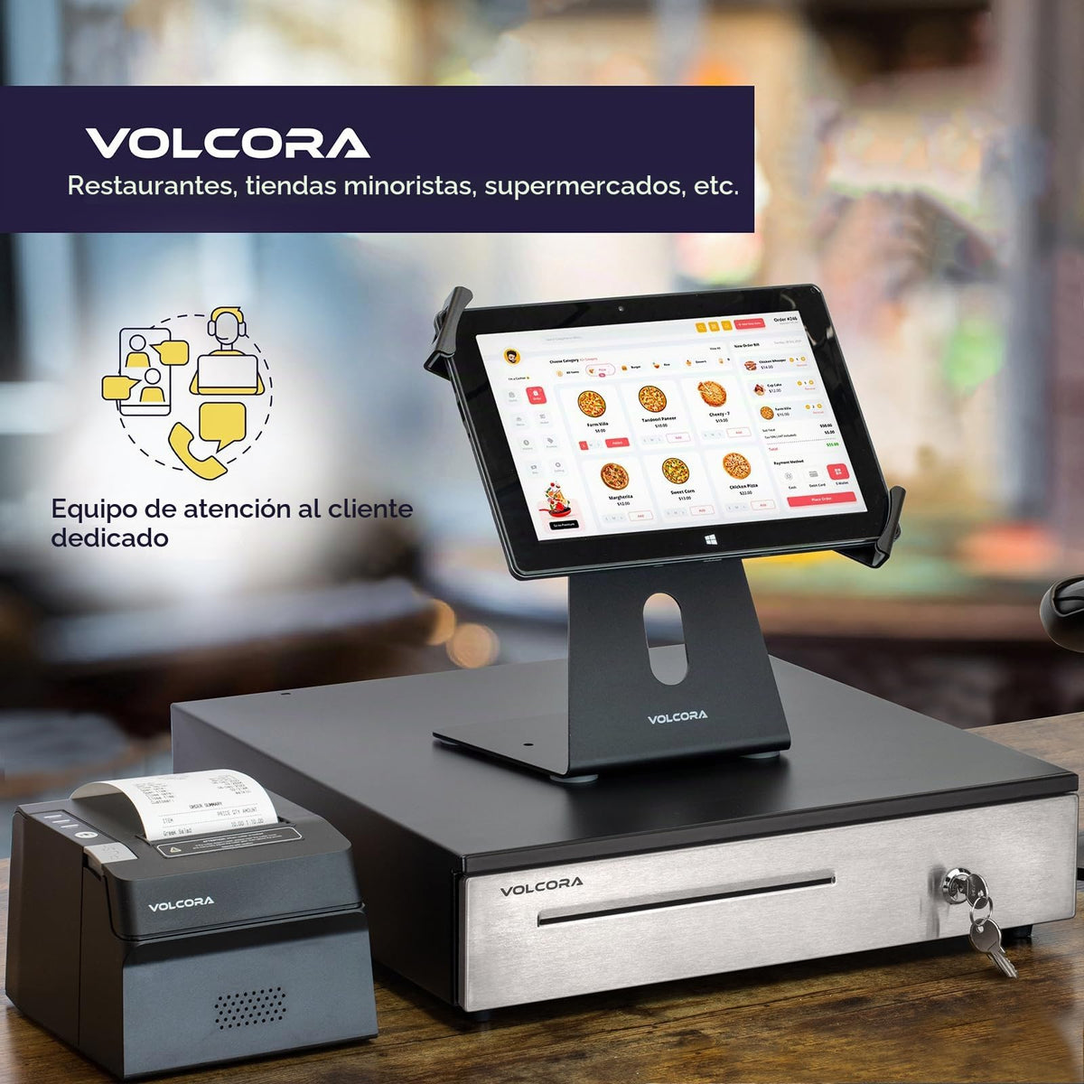 Cajón Registradora Volcora Acero Inoxidable 16 Pulgadas con Bandeja Extraíble y Cerradura de Llave RJ11/RJ12 para Sistema POS